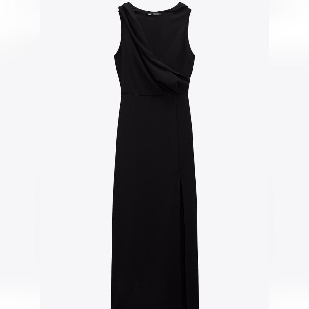 Elegant Hooded Black Sleeveless Dress